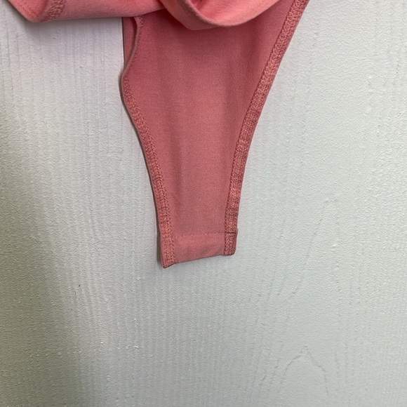 A New Day - NWT Coral Pink Swoop Front Spaghetti Strap Snap Bodysuit Size Small - Picture 10 of 11